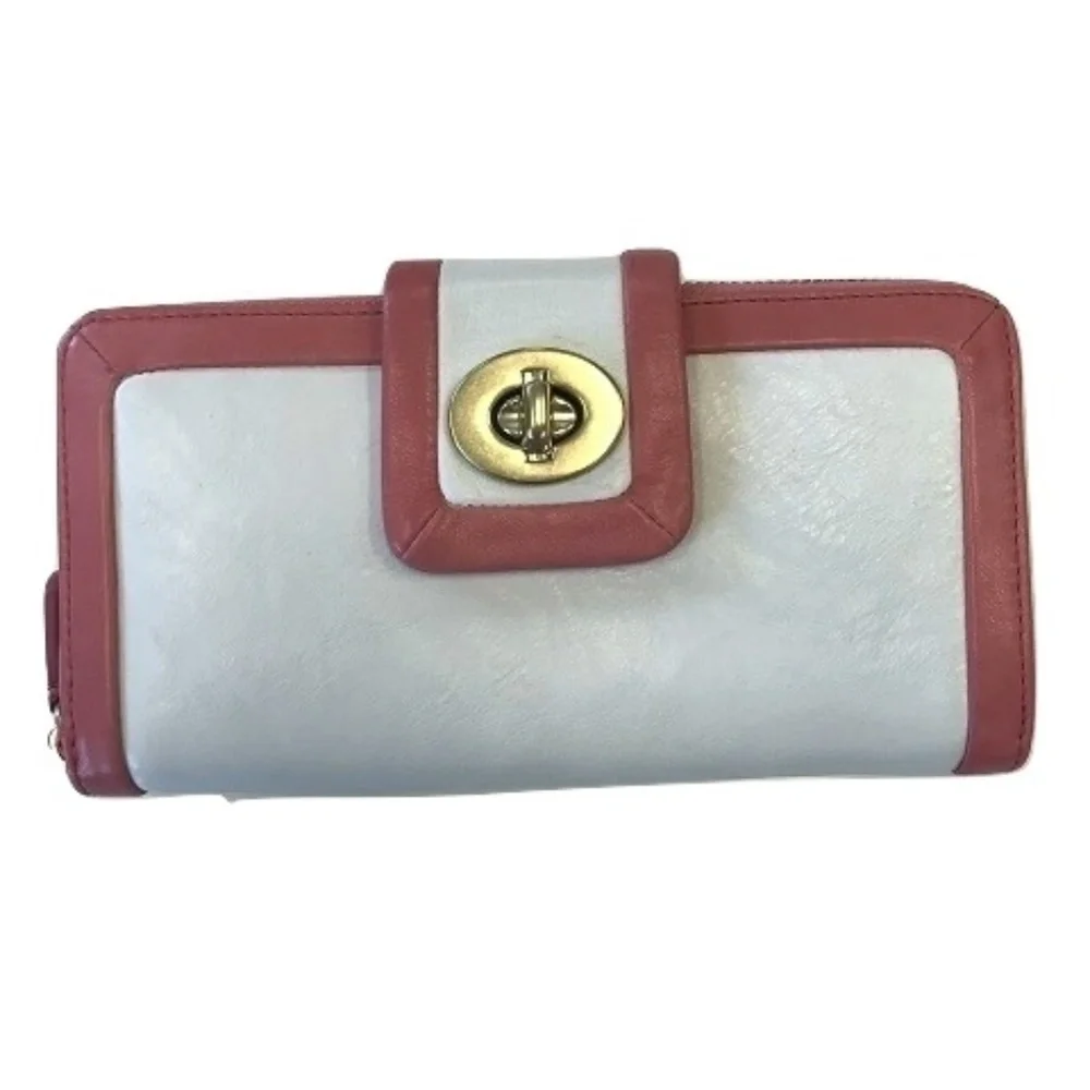 Coach Cricket Wallet in White and Coral
